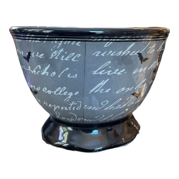 NEW Lori Harlequin Halloween Footed Bowl Orange, Black and Gray - Picture 4 of 9